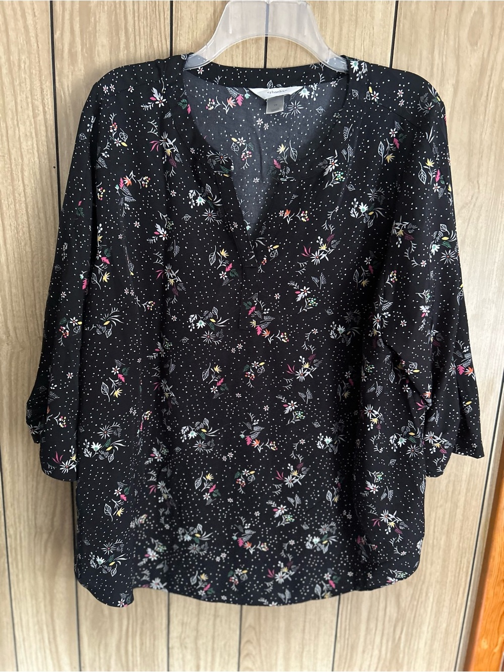 CJ Banks black floral blouse 1X